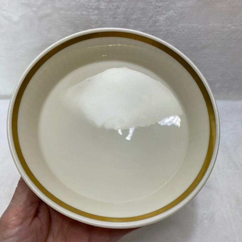 Lenox Ivory Groove Pedestal Compote Dish 24K Gold Rim‎ Candy Nut Bowl
